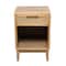 Wood Accent Table with Cane Front Drawer & Gold Handle